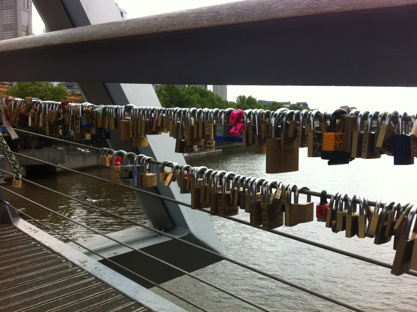 padlocks of love and fidelity. Yarra Footbridge, Melbourne